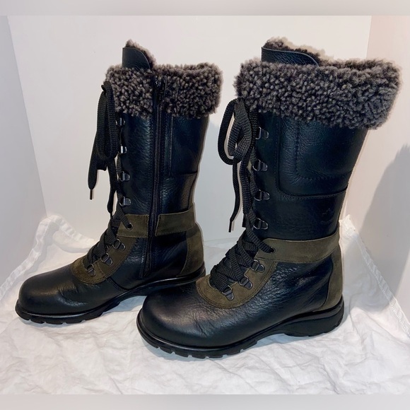 Women’s MARTINO Canadian leather suede and shearling lined winter boots Sz 7W - Picture 5 of 16